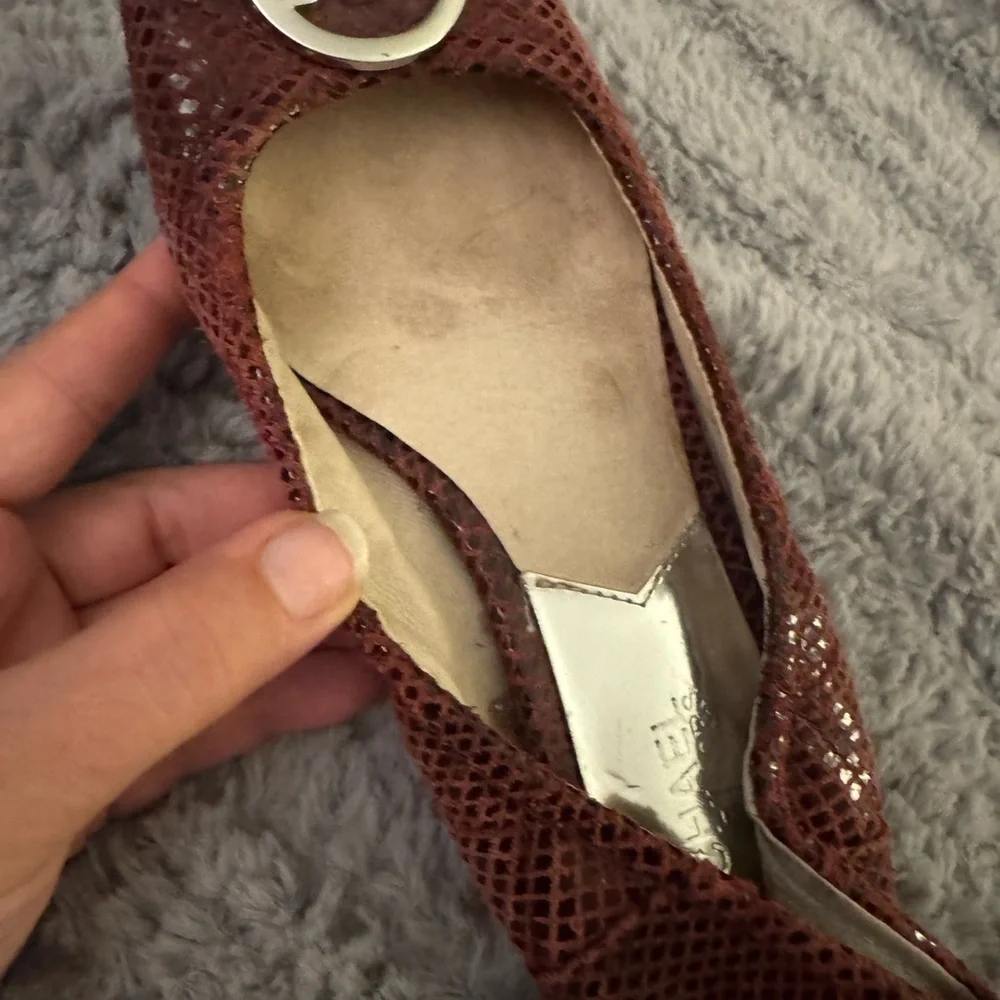 MICHAEL KORS Women's Fulton Burgundy Snakeskin Flats Size 7